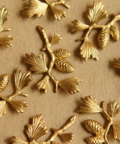 2 pc. Raw Brass Pine Tree Branch Stampings: 25mm by 20mm - made in USA | RB-504