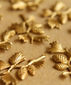 2 pc. Raw Brass Pine Tree Branch Stampings: 25mm by 20mm - made in USA | RB-504