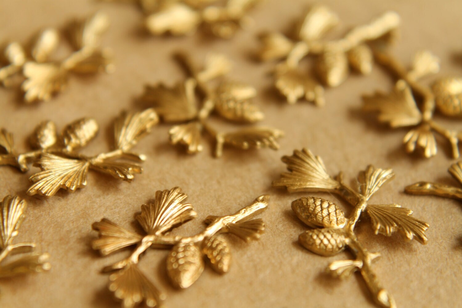 2 pc. Raw Brass Pine Tree Branch Stampings: 25mm by 20mm - made in USA | RB-504