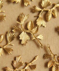 2 pc. Raw Brass Pine Tree Branch Stampings: 25mm by 20mm - made in USA | RB-504