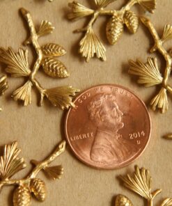 2 pc. Raw Brass Pine Tree Branch Stampings: 25mm by 20mm - made in USA | RB-504