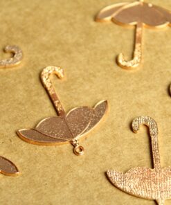 1 pc. Large Rose Gold Plated Brass Umbrella Pendants: 32mm by 29.5mm - made in USA | ROS-165