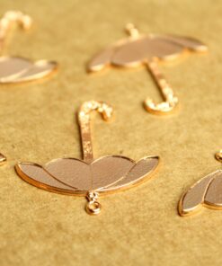 1 pc. Large Rose Gold Plated Brass Umbrella Pendants: 32mm by 29.5mm - made in USA | ROS-165