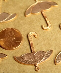 1 pc. Large Rose Gold Plated Brass Umbrella Pendants: 32mm by 29.5mm - made in USA | ROS-165