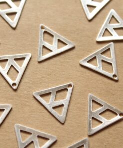 6 pc. Silver Plated Brass Triangle Cut Out Charm: 16mm by 16.5mm - made in USA | SI-173