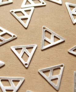 6 pc. Silver Plated Brass Triangle Cut Out Charm: 16mm by 16.5mm - made in USA | SI-173