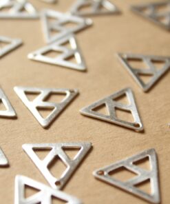 6 pc. Silver Plated Brass Triangle Cut Out Charm: 16mm by 16.5mm - made in USA | SI-173