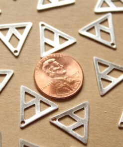 6 pc. Silver Plated Brass Triangle Cut Out Charm: 16mm by 16.5mm - made in USA | SI-173