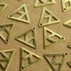 6 pc. Antique Brass Plated Triangle Cut Out Charm: 16mm by 16.5mm - made in USA | AB-231