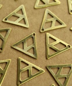 6 pc. Antique Brass Plated Triangle Cut Out Charm: 16mm by 16.5mm - made in USA | AB-231