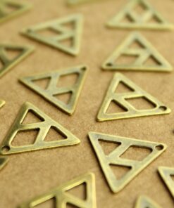 6 pc. Antique Brass Plated Triangle Cut Out Charm: 16mm by 16.5mm - made in USA | AB-231
