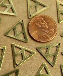 6 pc. Antique Brass Plated Triangle Cut Out Charm: 16mm by 16.5mm - made in USA | AB-231