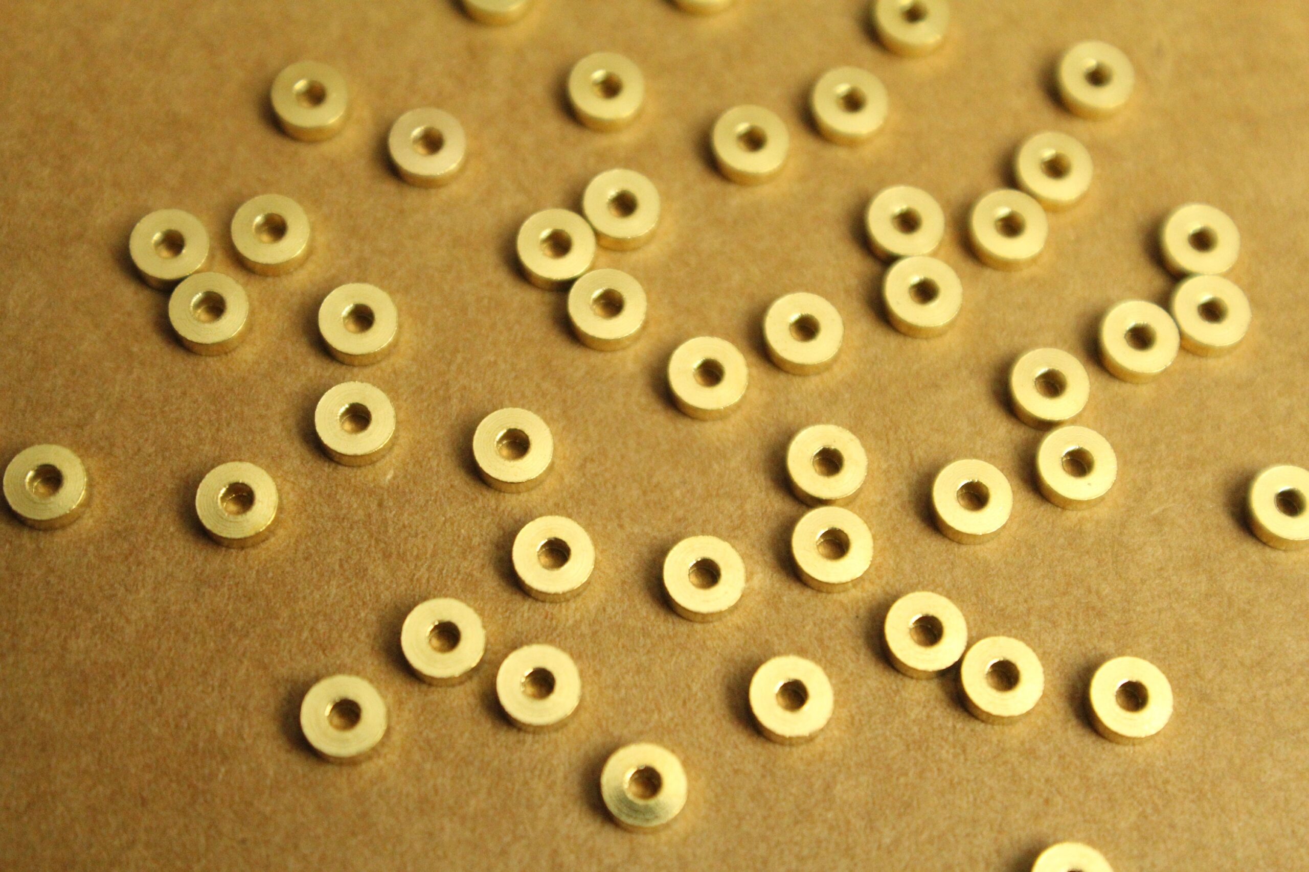 50 pc. Raw Brass Flat Round Spacer Beads, 4mm by 1.5mm | FI-108*