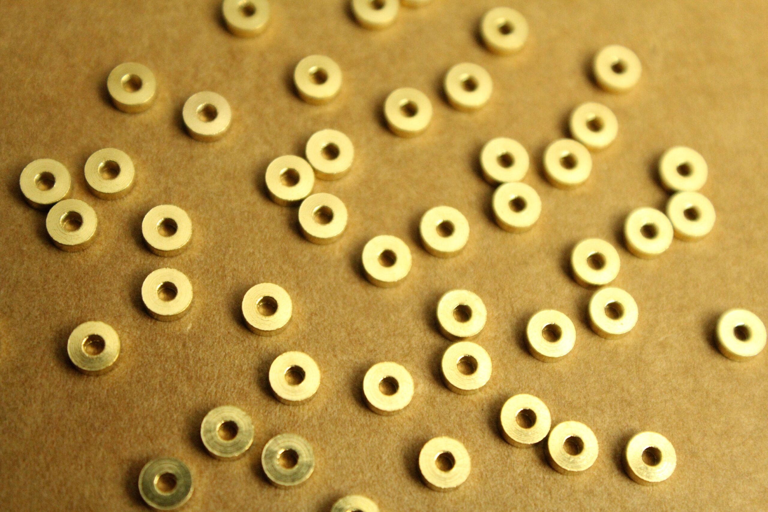 50 pc. Raw Brass Flat Round Spacer Beads, 4mm by 1.5mm | FI-108*
