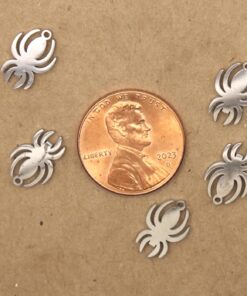 4 pc. Spider Charms, Laser Cut Stainless Steel, 12mm x 8mm | MIS-533
