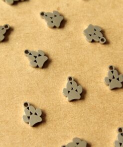 5 pc. Stainless Steel Paw Charms: 8.5mm by 7mm | MIS-461