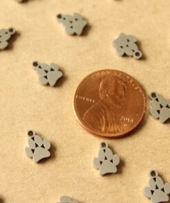 5 pc. Stainless Steel Paw Charms: 8.5mm by 7mm | MIS-461