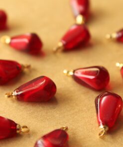 5 pc. Pomegranate Seed Charms, 15.5mm by 8mm, Fruit Pendant Fruity Summer Spring Juicy Ripening | MIS-470