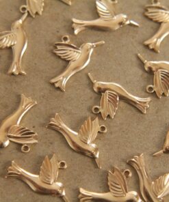 6 pc. Raw Brass Hummingbird Charms: 18mm by 10mm - made in USA | RB-130