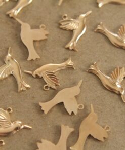 6 pc. Raw Brass Hummingbird Charms: 18mm by 10mm - made in USA | RB-130