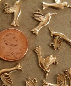 6 pc. Raw Brass Hummingbird Charms: 18mm by 10mm - made in USA | RB-130