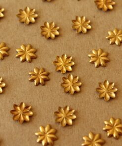 18 pc. Tiny Raw Brass Flower Shapes: 8mm diameter - made in USA | RB-1386