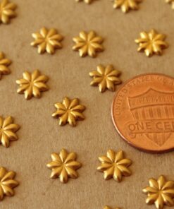18 pc. Tiny Raw Brass Flower Shapes: 8mm diameter - made in USA | RB-1386