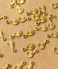 16 pc. Tiny Raw Brass Textured Teardrop Charms with Starburst Design: 9mm by 5mm- made in USA | RB-1210*