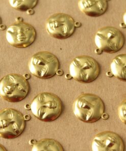 16 pc. Raw Brass Moon Face Charms: 13mm by 11mm - made in USA | RB-1197*