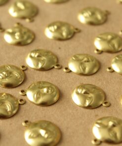 16 pc. Raw Brass Moon Face Charms: 13mm by 11mm - made in USA | RB-1197*