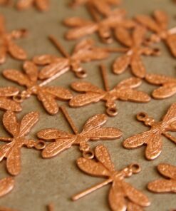 5 pc. Raw Copper Dragonflies: 16mm by 17mm - made in USA | RB-271