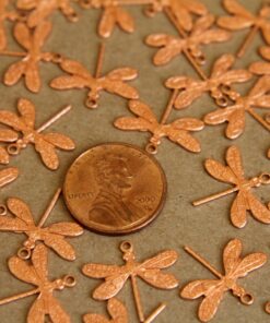 5 pc. Raw Copper Dragonflies: 16mm by 17mm - made in USA | RB-271