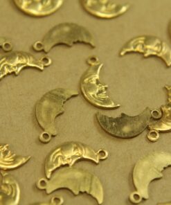 8 pc. Raw Brass Man in the Moon Charms: 13mm by 6mm - made in USA | RB-435
