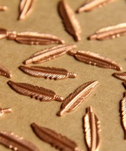 10 pc. Tiny Raw Copper Feathers: 16.5mm by 4.5mm - made in USA | RB-483