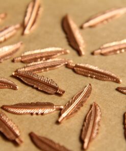 10 pc. Tiny Raw Copper Feathers: 16.5mm by 4.5mm - made in USA | RB-483