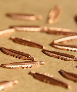 10 pc. Tiny Raw Copper Feathers: 16.5mm by 4.5mm - made in USA | RB-483