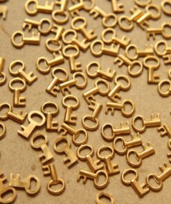 10 pc. Raw Brass Key Charms: 7mm by 4.5mm - made in USA | RB-563