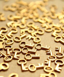 10 pc. Raw Brass Key Charms: 7mm by 4.5mm - made in USA | RB-563