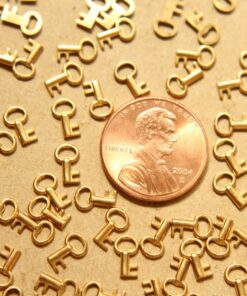 10 pc. Raw Brass Key Charms: 7mm by 4.5mm - made in USA | RB-563