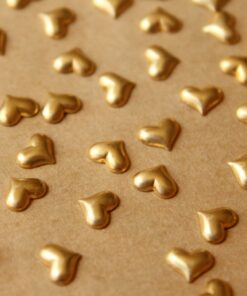 18 pc. Tiny Raw Brass Puffed Hearts: 6.5mm by 5.5mm - made in USA | RB-749