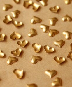18 pc. Tiny Raw Brass Puffed Hearts: 6.5mm by 5.5mm - made in USA | RB-749