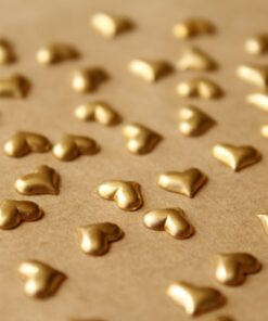 18 pc. Tiny Raw Brass Puffed Hearts: 6.5mm by 5.5mm - made in USA | RB-749