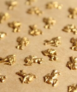 12 pc. Tiny Raw Brass Cupid Stampings: 8mm by 6mm - made in USA Valentine's Day Love Romance Angel Arrow Heart | RB-1192