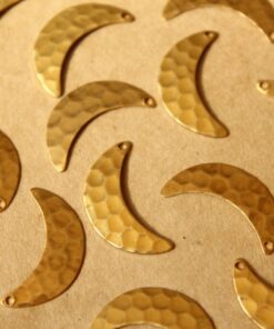 14 pc. Raw Brass Hammered Moon Charms - Right : 21mm by 11mm - made in USA | RB-735