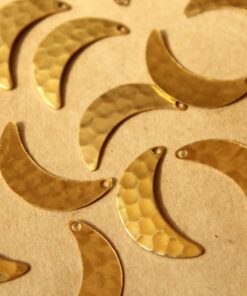 14 pc. Raw Brass Hammered Moon Charms - Right : 21mm by 11mm - made in USA | RB-735