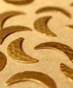 14 pc. Raw Brass Hammered Moon Charms - Right : 21mm by 11mm - made in USA | RB-735