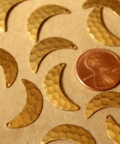 14 pc. Raw Brass Hammered Moon Charms - Right : 21mm by 11mm - made in USA | RB-735