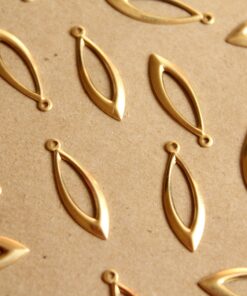 10 pc. Medium Raw Brass Open Navette Drops: 24mm by 8mm - made in USA | RB-1141