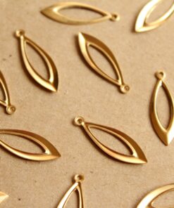 10 pc. Medium Raw Brass Open Navette Drops: 24mm by 8mm - made in USA | RB-1141