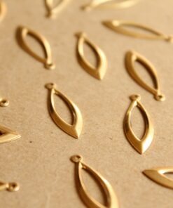 10 pc. Medium Raw Brass Open Navette Drops: 24mm by 8mm - made in USA | RB-1141